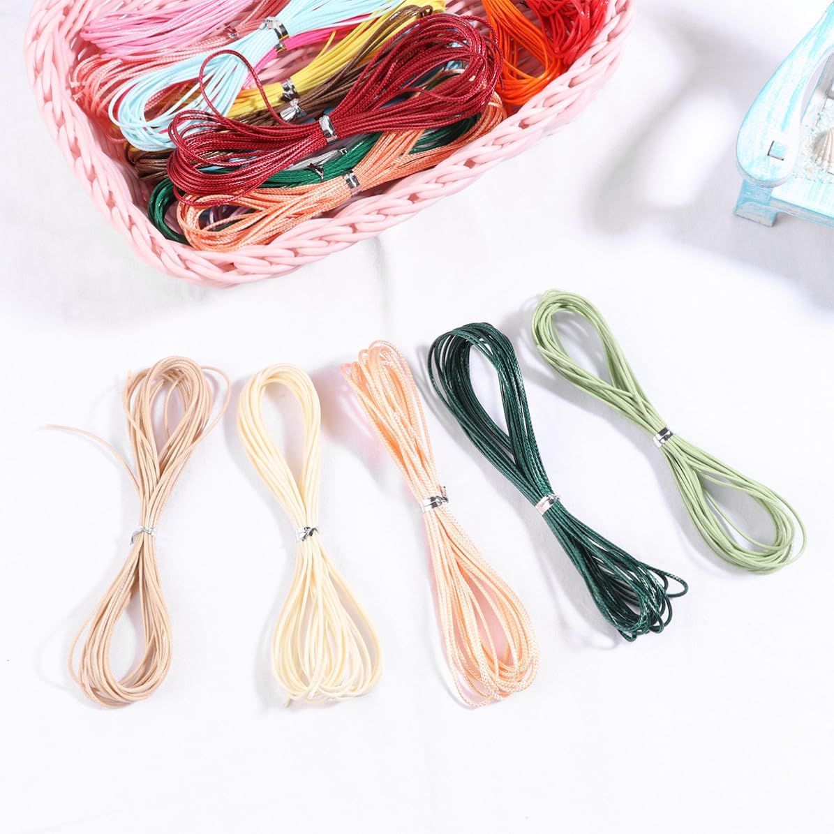 23pcs Colorful Hand Woven Waxed Rope for Bracelet and Necklace Making