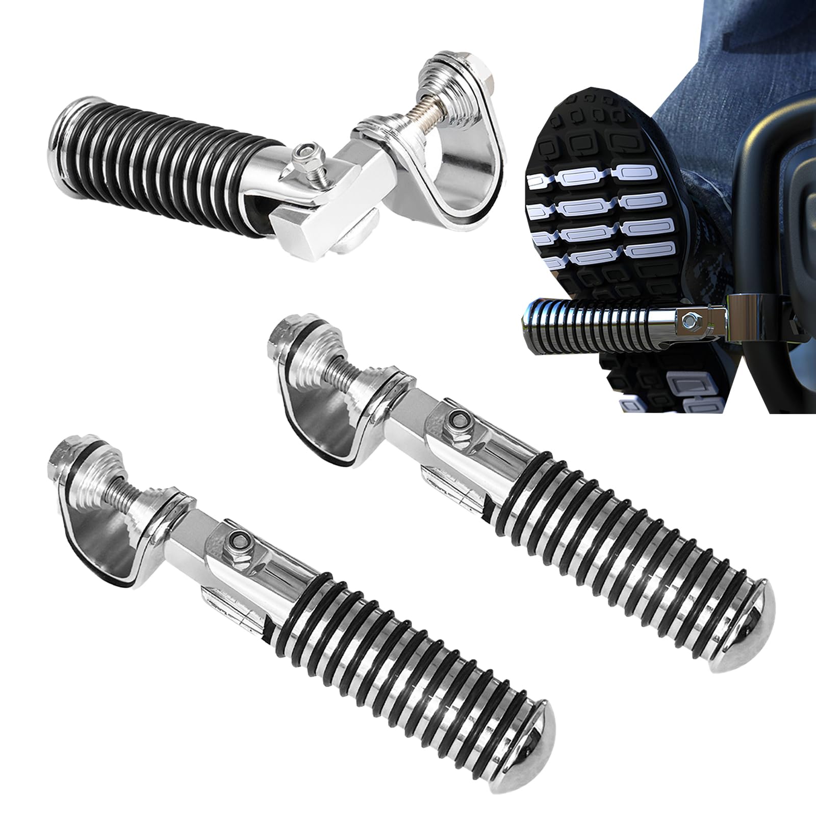 Poggiapiedi Per Moto, 2 Pezzi Universali Modificati Cnc Poggiapiedi Per Barre Paramotore Per Moto 28 Mm-32 Mm Pedali Pieghevoli A 90 Gradi In Lega Di Alluminio Con Protezione In Gomma