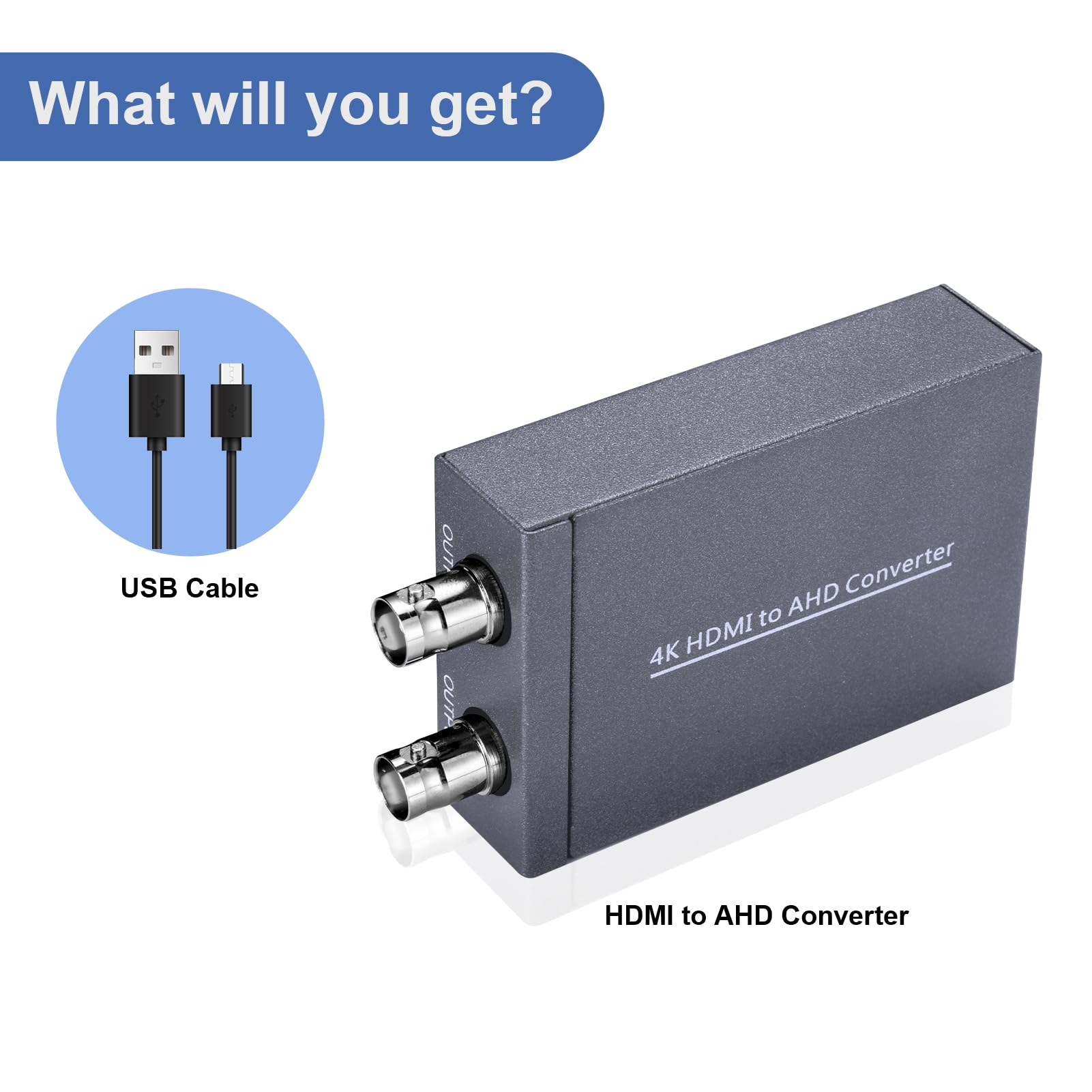 Docooler Adattatore convertitore da HDMI a AHD 4K 480P 720P 1080P 4K30 4K60 Convertitore video da HDMI a AHD per monitor HDTV DVR Convertire il segnale video HDMI in AHD