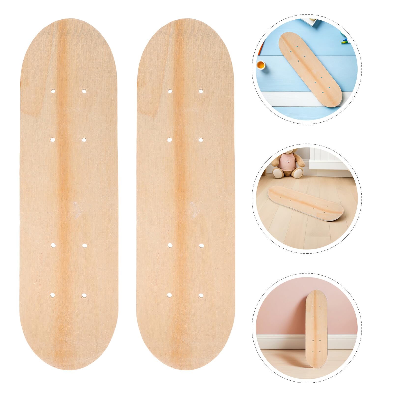 PRETYZOOM Tablas de Skate de Madera sin Terminar 7 Capas Beige 3 Piezas