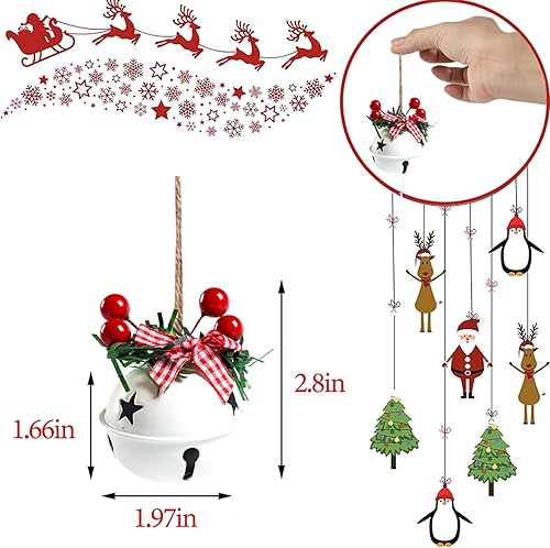 Miniatura 3 de 18 PCS Adornos de Cascabeles Navideños en Rojo, Blanco, Verde - Decoración de Árbol de Navidad, Corona, Adorno Conmemorativo