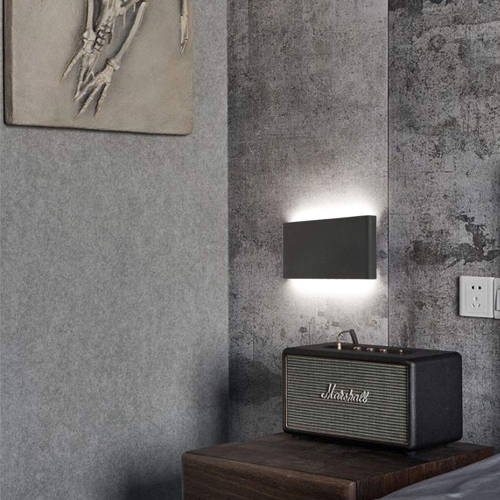 Lámparas de pared LED para pasillo negro para dormitorio, 10 vatios, moderno arriba y abajo, escalera de noche, aplique de decoración de pared, accesorios de iluminación para interiores de 7