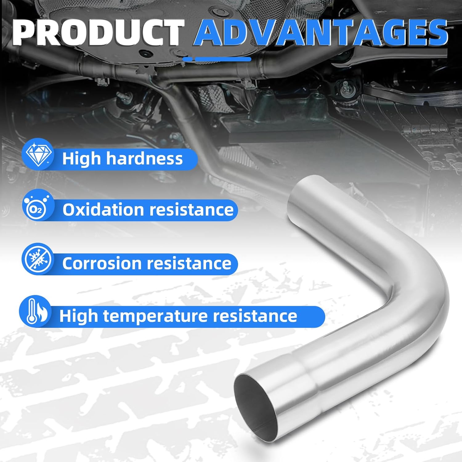 3" OD 90 Degree Exhaust Pipe, 90 Degree Exhaust Tube Made of Stainless Steel for Car DIY Custom Mandrel Exhaust Pipe