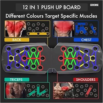 14-in-1 Push Up Board Foldable Fitness Training System, Multi-Function Home Gym Equipment for Chest, Arms, Shoulders, Back & Triceps, Portable Strength Training Board for Men & Women