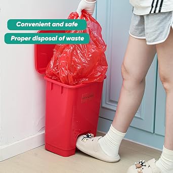 Geiserailie 1 Set 5.3 Gallon Biohazard Trash Can with Foot-Operated Self-Closing Lid, Biohazard Labels & Bags for Lab Industrial Infectious Waste Disposal, Step to Open, Step Again to Close