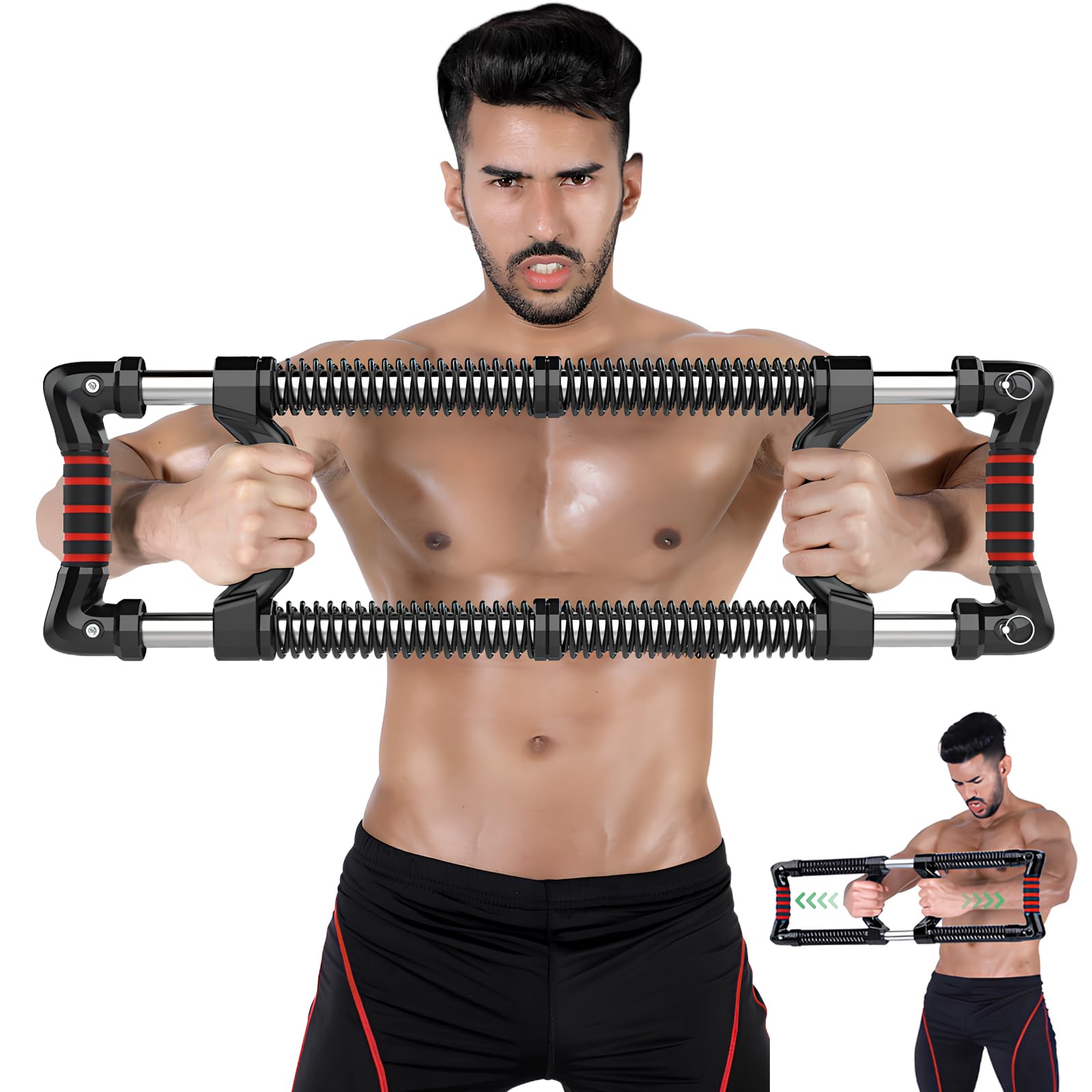 Twister Arm Trainer, Chest Workout Equipment with 8 Spring, Adjustable 40-200lbs Resistance Forearm Strengthener, Chest Clip Muscle, Abs, Biceps Home Workout Fitness Equipment