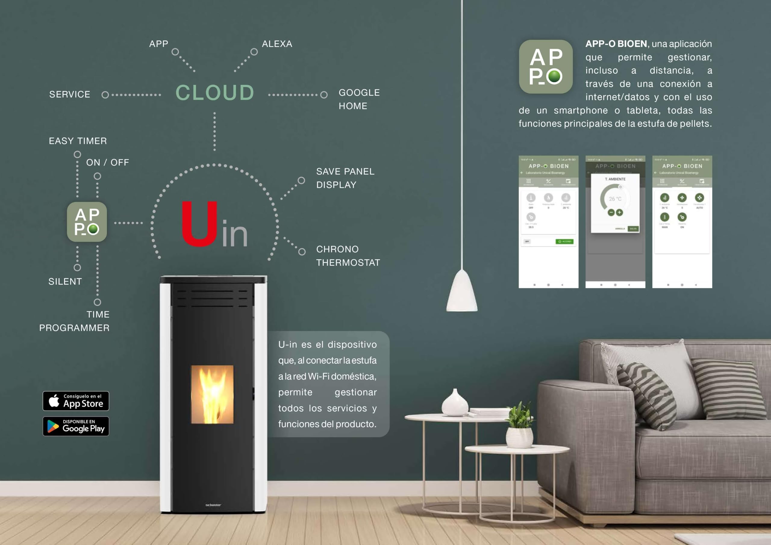 Estufa de Pellets Canalizable 10 kW ILDE con Pantalla Táctil