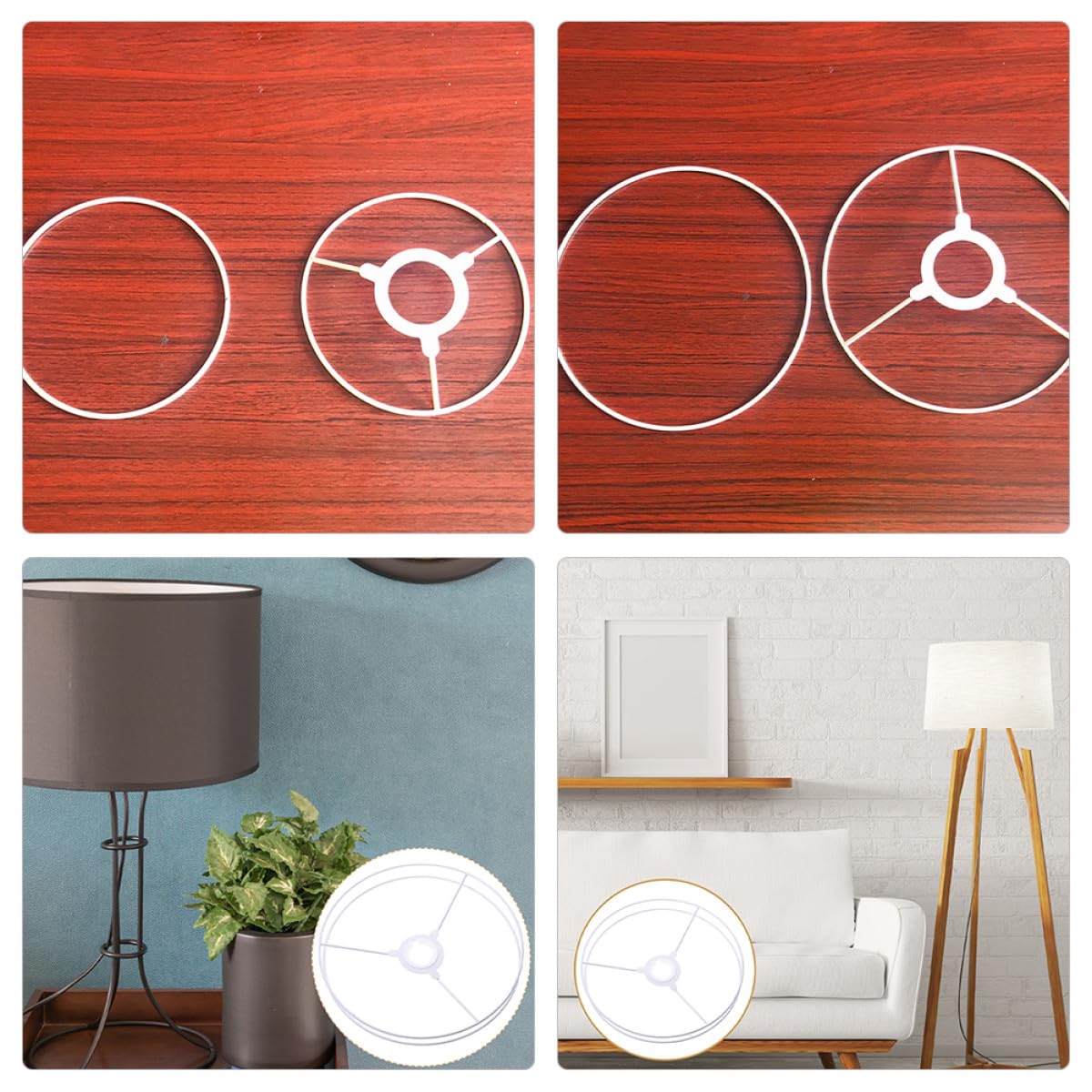 Cadres Métalliques pour Abat-Jour en Fer 35 CM, Support Double Cercle pour Lampes de Table et Lampadaire, Accessoire de Bricolage pour Luminaire Intérieur Salon