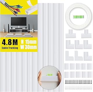 KOOLPUG Cable Tidy, Cable Trunking, Longer Cable Channel, Self Adhesive Wire Trunking Kit, Wire Tidy for Wall, White Trunking for TV Cables, Perfect Cable Management Trunking for Under Desk Office