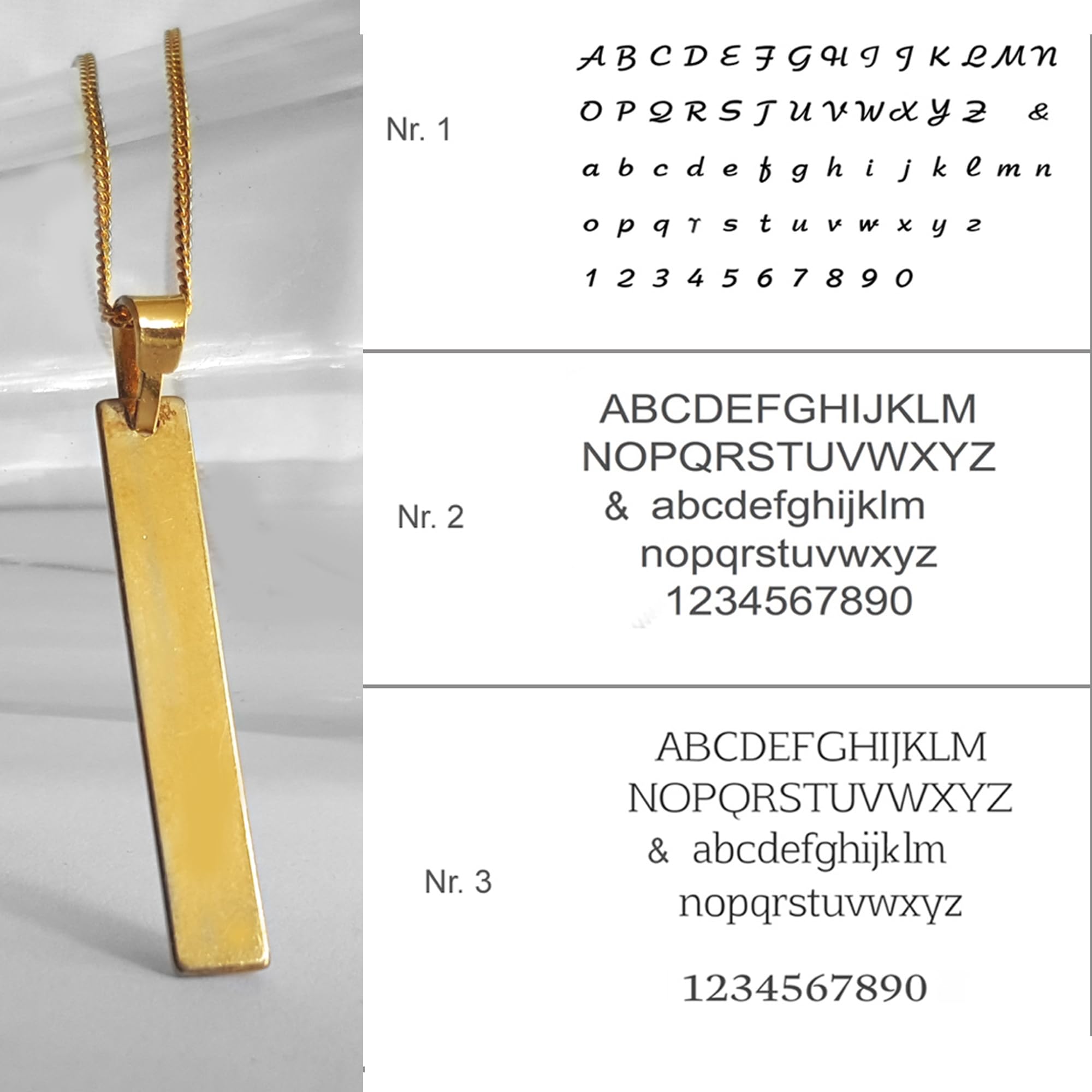 Stabanhänger Kette mit Gravur, 925 Silber oder vergoldet