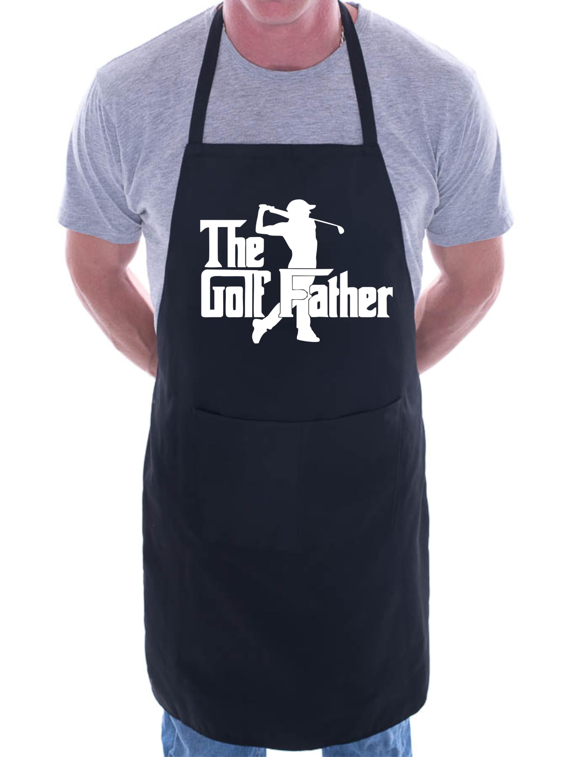 Print4U The Golf Father Apron Funny Birthday Father's Day Cooking Baking BBQ Black
