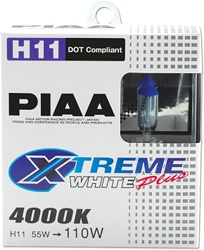 Piaa 15211 H11 Xtreme White Plus High Performance Halogen Bulb, Pack of 2