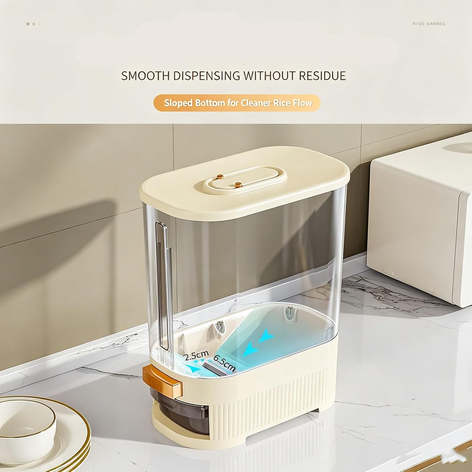 Kitchen Rice Organizer with Press Button Dispenser, a