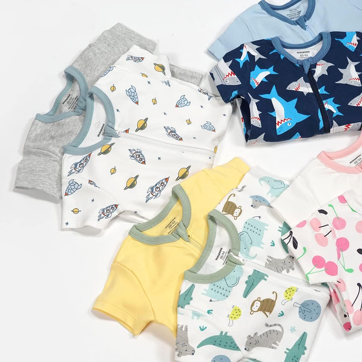 Teach Leanbh Baby Boys Girls 2 Pack 2 Way Zipper Footless Pajamas Cotton Short Sleeve Printing Romper Sleep and Play - Image 5