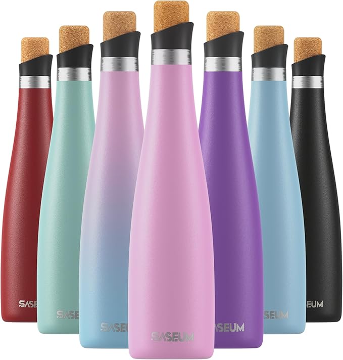 SASEUM Wine Bottle, 32 oz Insulated Stainless Steel Water Bottle and Wine Decanter with Vacuum Sealed Lid - Pink 32 oz (1000ml)