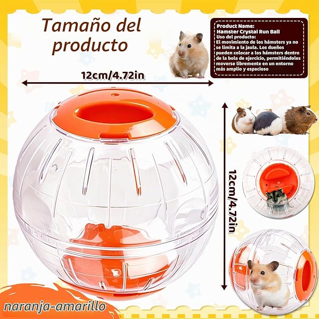 Foto 2 de 7 de SUpoetry Bolas de Hámster 12 cm, Plástico Pelota de Fitness Hamster Bola de Jerbo Transparente Silenciosa…