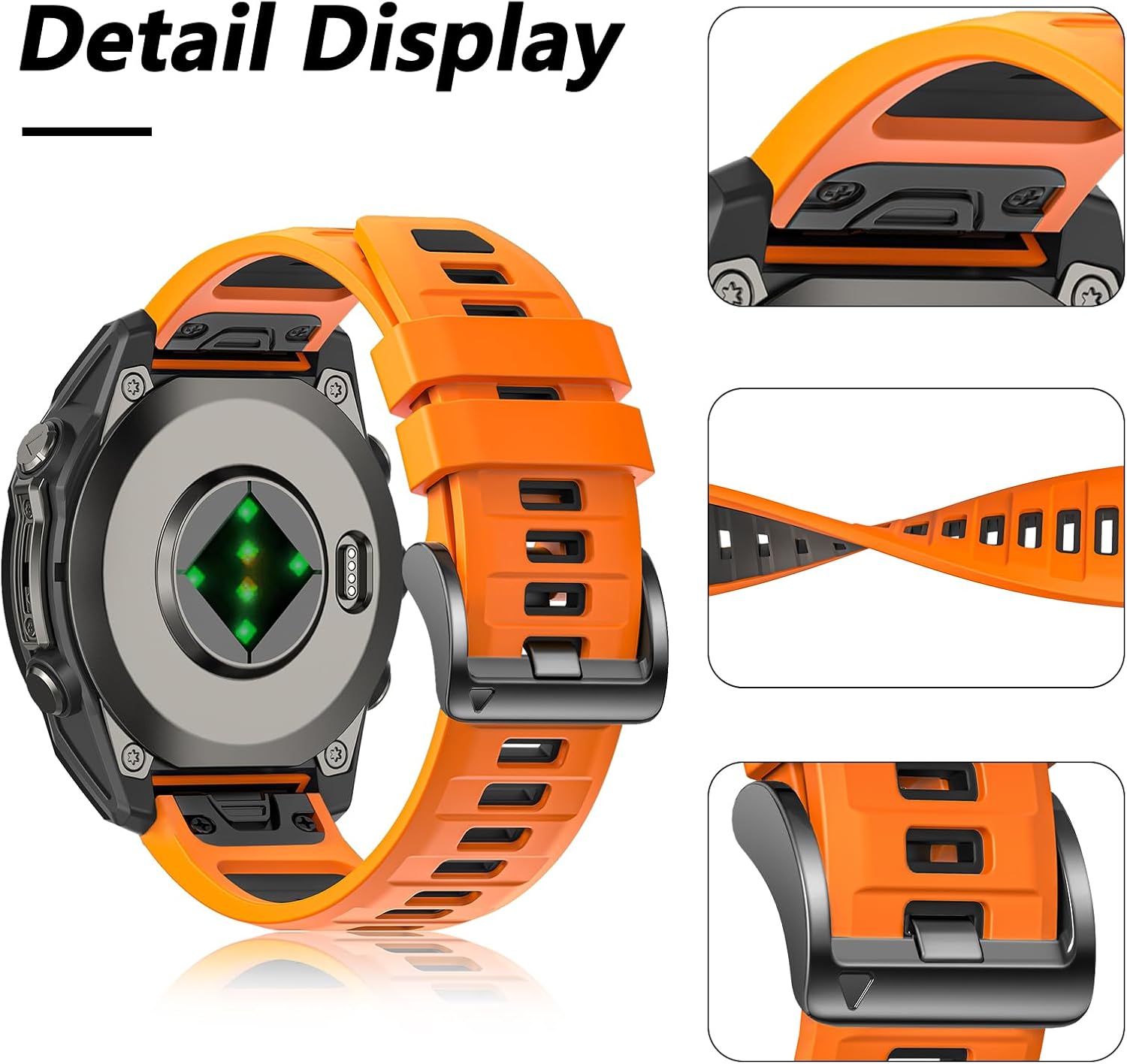 22mm Watchband Compatible With Garmin Fenix 8 Pro tactix 8 47mm/Fenix E/Fenix 7 Pro/7/Fenix 6 Pro/6/5 Plus/5,Silicone QuickFit Strap for Descent G2/G1 Solar/Forerunner 970/965/955/945/935 - Image 3