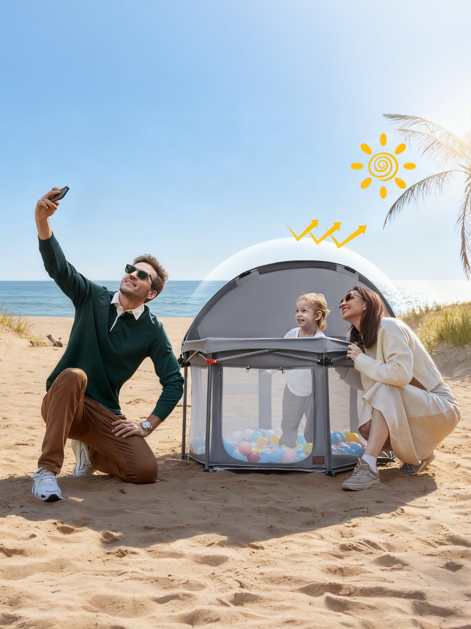 EVER ADVANCED Parque infantil plegable, color gris