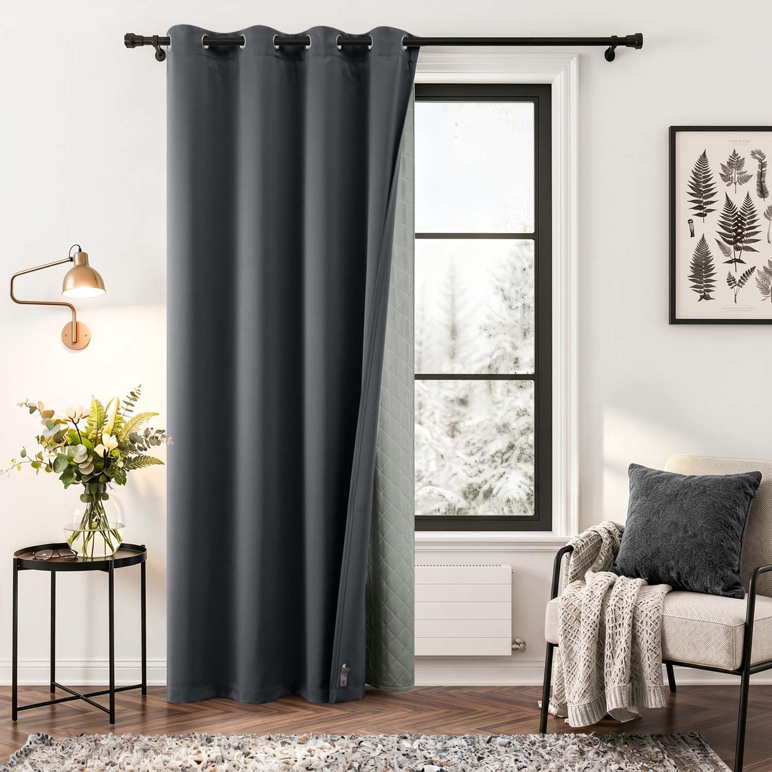 Vangao Rideau Occultant Thermiques Anti Chaleur 140Lx240Hcm Lot de 1, Gris