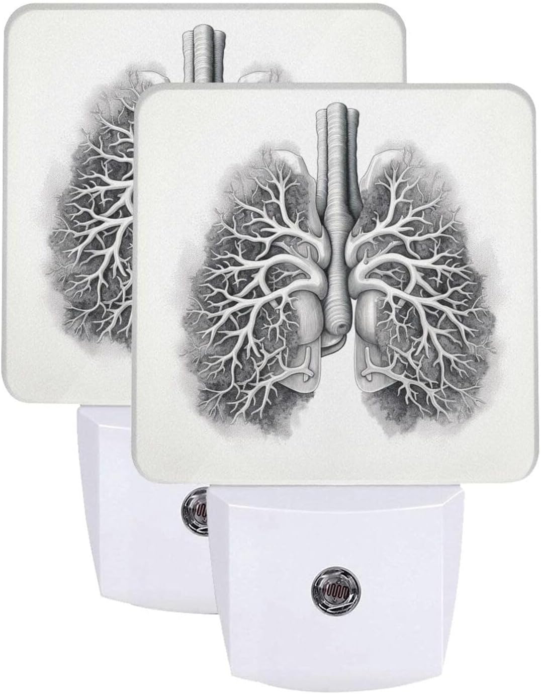 2 Pack Lungs Vector Image Night Light Plug in Dusk to Dawn Sensor LED Night Lights Plug into Wall Modern Night Lamp with Smart Sensor Automatic Nightlights for Kids Room Bedroom Decor