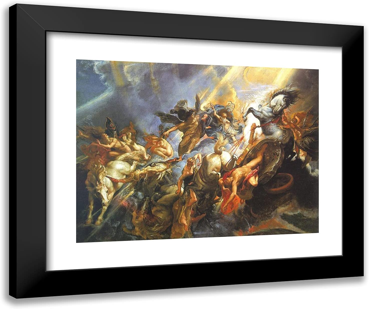 ArtDirect Rubens, Peter Paul 24x20 Gold Ornate Framed Art Print with Double Matting Titled: The Fall of Phaeton