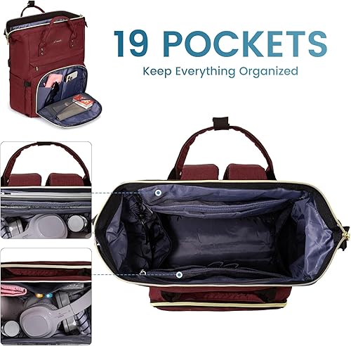 Miniatura 3 de LOVEVOOK Mochila de viaje para laptop, mochila de enfermera resistente al agua con estuche para estetoscopio, bolsa duradera antirrobo para