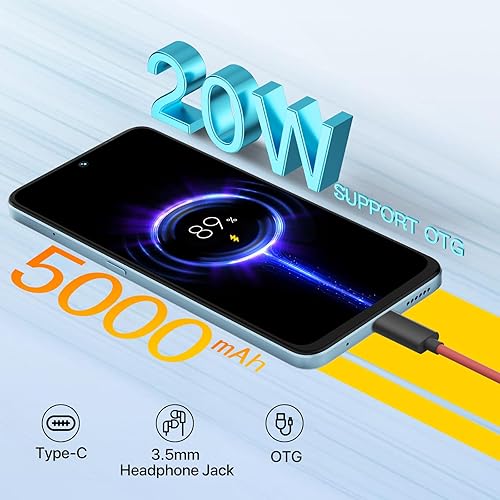 Miniatura 6 de UMIDIGI Note 100 Teléfono celular 5G, Android 14 teléfonos desbloqueados, 12 (6+6) GB+128GBTF 1TB gasto, 5G Dual SIM, cámara de 50MP, pantalla HD de