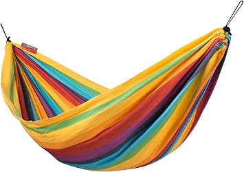 LA SIESTA Iri Kids Hammock for Indoor & Outdoor Play, Easy-to-Clean Materials, Super Soft Cotton, Ages 3-10, Max 175 Lbs, Rainbow