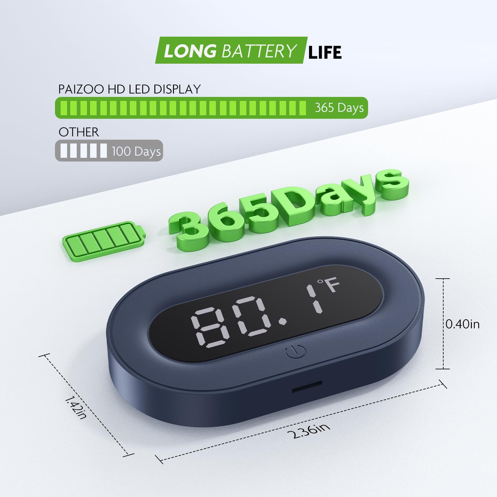 PAIZOO Aquarium LED Digital Thermometer Hochpräzise Temperaturmessung für Süß- und Salzwasser Weißes Display ± 0,-12,8 °C