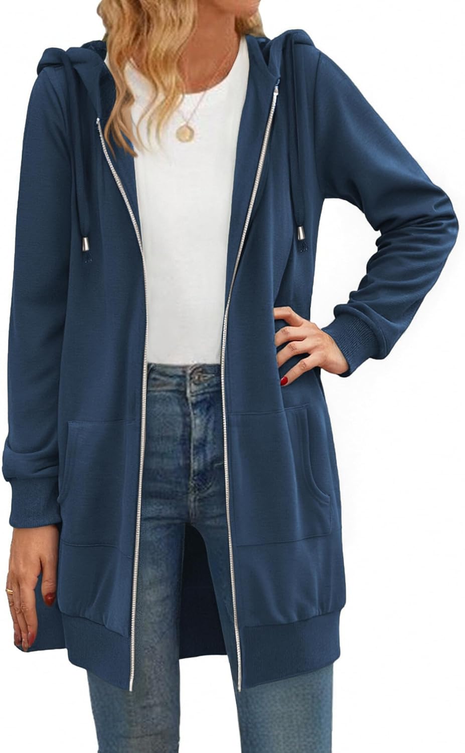 Zeagoo Women's Zip Up Hoodies Long Tunic Sweatshirts Oversized Fleece Casual Long Sleeve 2026 Fall Hoodie Jacket Coat