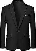 MAGEMALE Men's Slim Fit One-Button Blazer - Lightweight Casual Solid Color Sport Coat Jacket