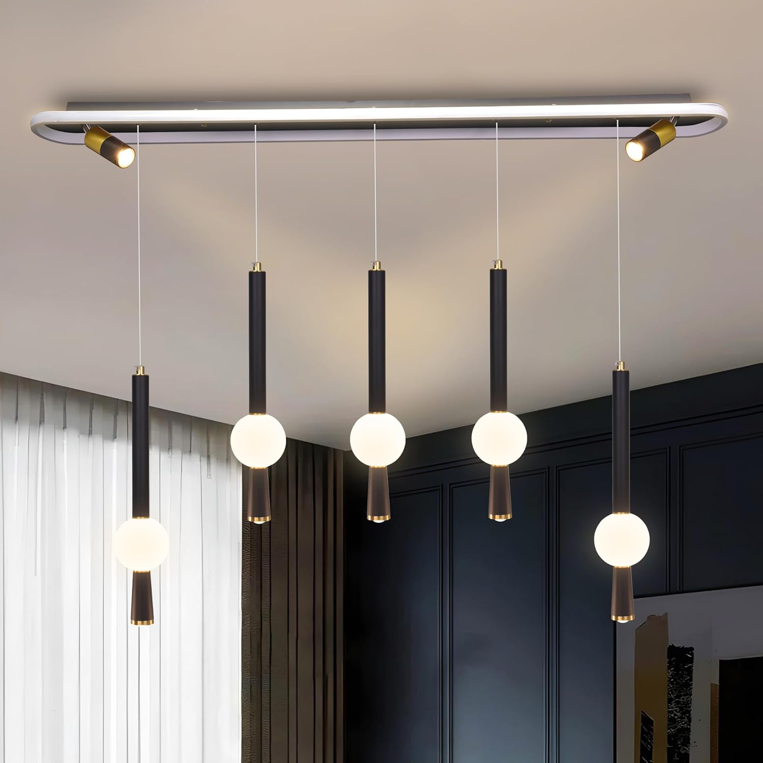 Smartway® – Pental 70W | 120 Cm | Google & Alexa | Height Adjustable Modern LED Ceiling Chandelier for Living Room, Dining, Bedroom, Hall, Kitchen, Office,Luxury Decorative Lighting- Warm White