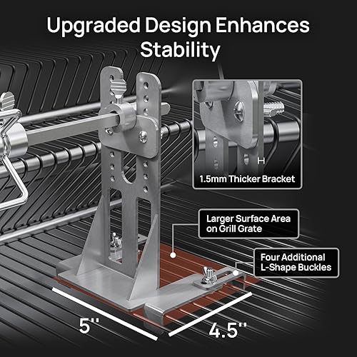 Miniatura 2 de TURBRO Kit de asador de acero inoxidable para la mayoría de las parrillas de gas, incluye motor eléctrico de 4 W, varilla cuadrada de 28 pulgadas x