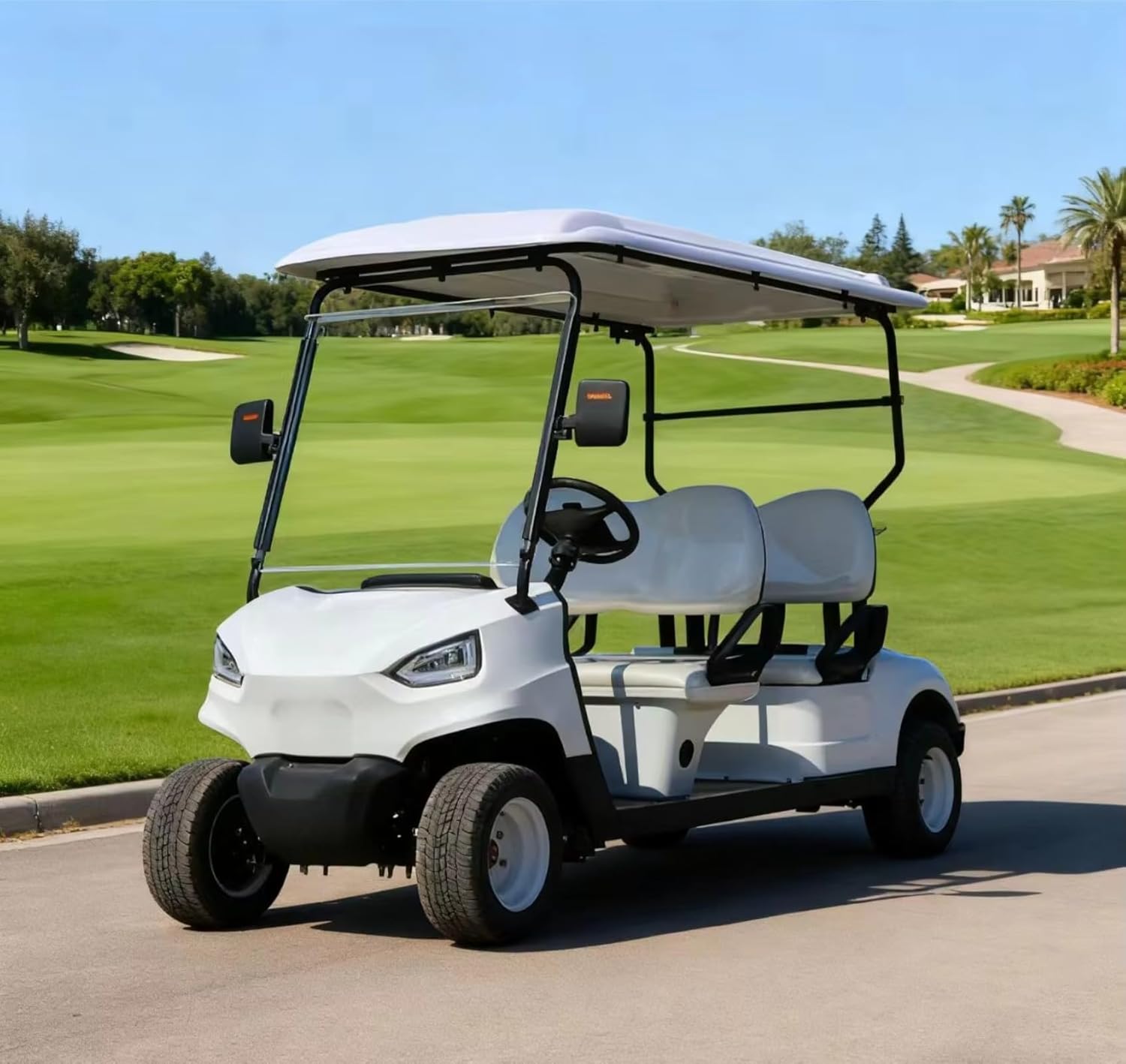 4 Passenger Luxury Golf Carts for Sale - All Terrain Electric Golf Cart for Adults Electric Sightseeing Vehicle with Canopy and Windshield Commercial Multi-Passenger Cart for Farm