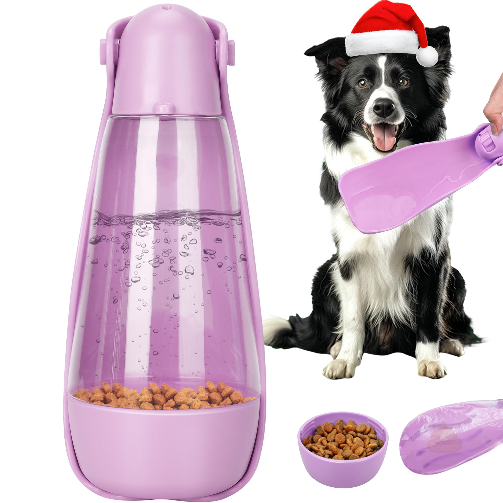 UPSKY Dog Water Bottle | Portable & Foldable Dog Water Bottle | 3-in-1 Portable Pet Water Dispenser with Food Container & Poop Scooper for Outdoor