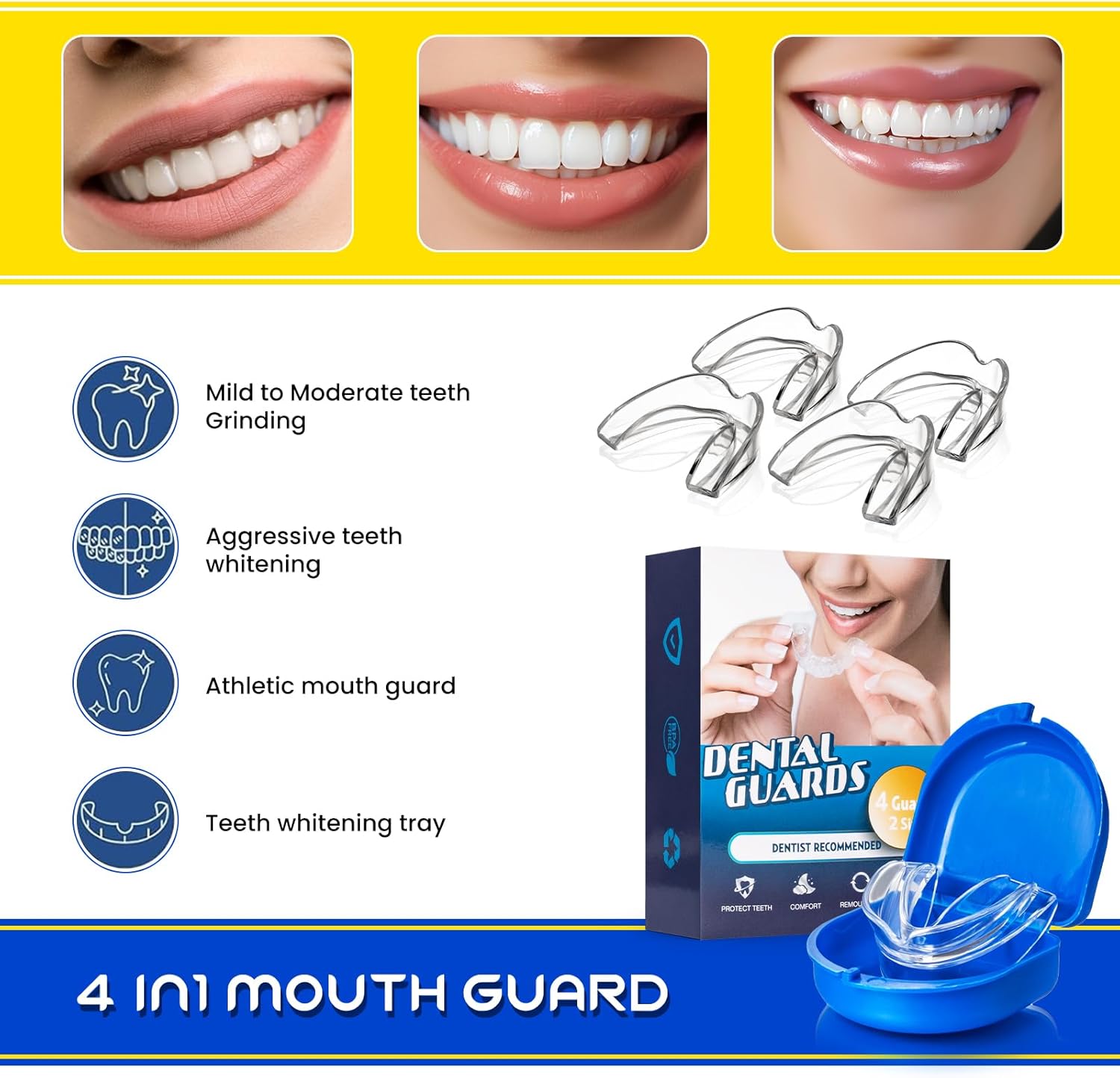 Mouth Guard for Clenching Teeth at Night, Dental Night Guards for Sleep, Night Guards for Teeth Grinding, Nighttime Protection for Women & Men
