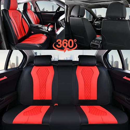 Miniatura 151 de Coverado - Fundas para asientos de auto, juego completo, funda blanca impermeable, fundas delanteras y traseras, funda de lujo, protector de Blanco