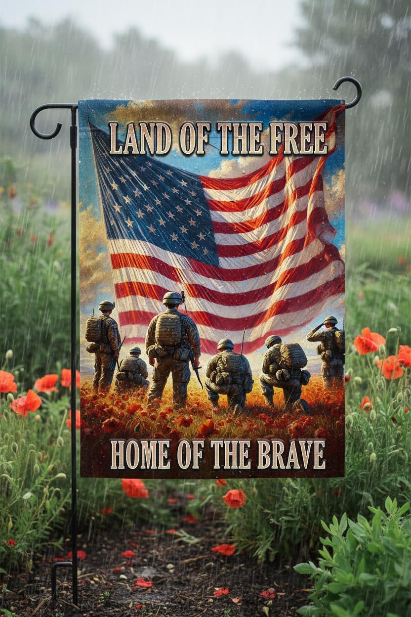 Army Veterans Garden Flag 12x18 In Doublesided Soldier Kneeling US Flag Outdoor Memorial Decor for Veterans Day, Armed Forces Day & Military Tribute - Image 3