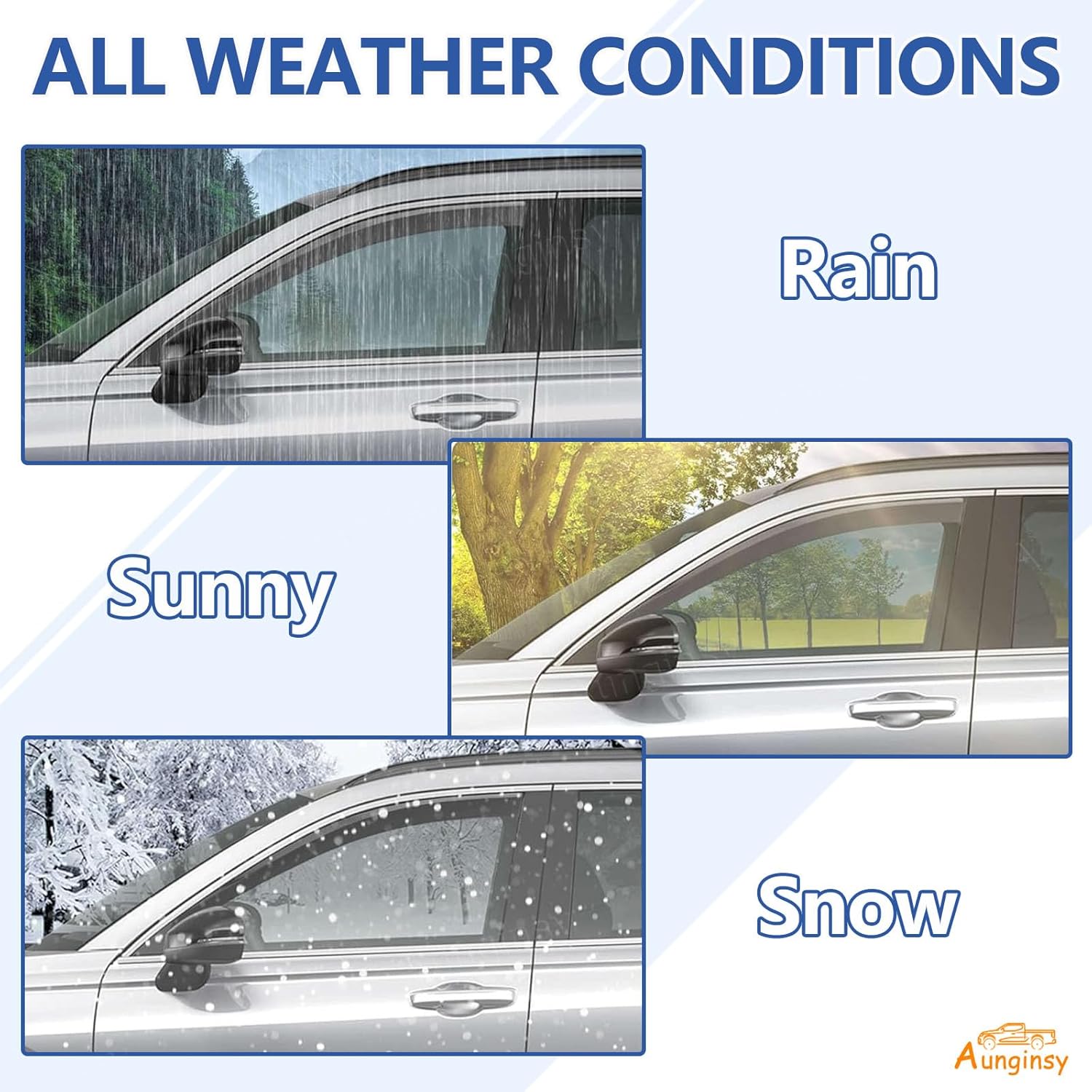 Aunginsy Side Window Rain Guard Visor Deflectors Compatible with Toyota Tacoma 2024-2026, Car Front Rear Channel Window Rain Guard Visor Weather Shield Deflector Vent Door Visor Trim Cover Accessories