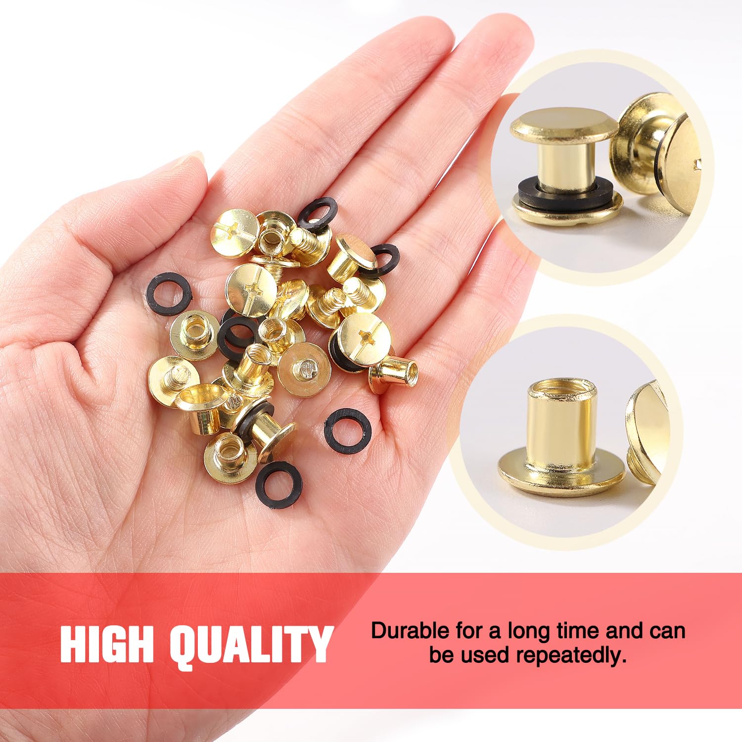 YIXISI 25 Set M5x6mm Chicago Binding Screws Kit, Book Binding Rivets, Leather Rivets, Binding Screws Posts - Image 3