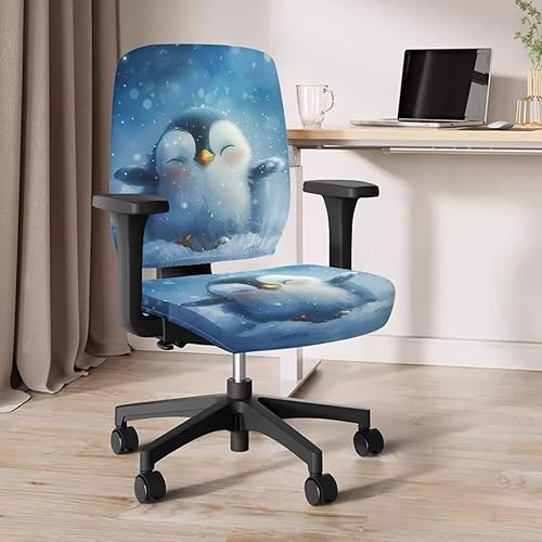 Miniatura 4 de Penguin - Funda para silla de videojuegos, bonita funda de tela para sillas de oficina y computadora con banda elástica, funda de asiento elástica