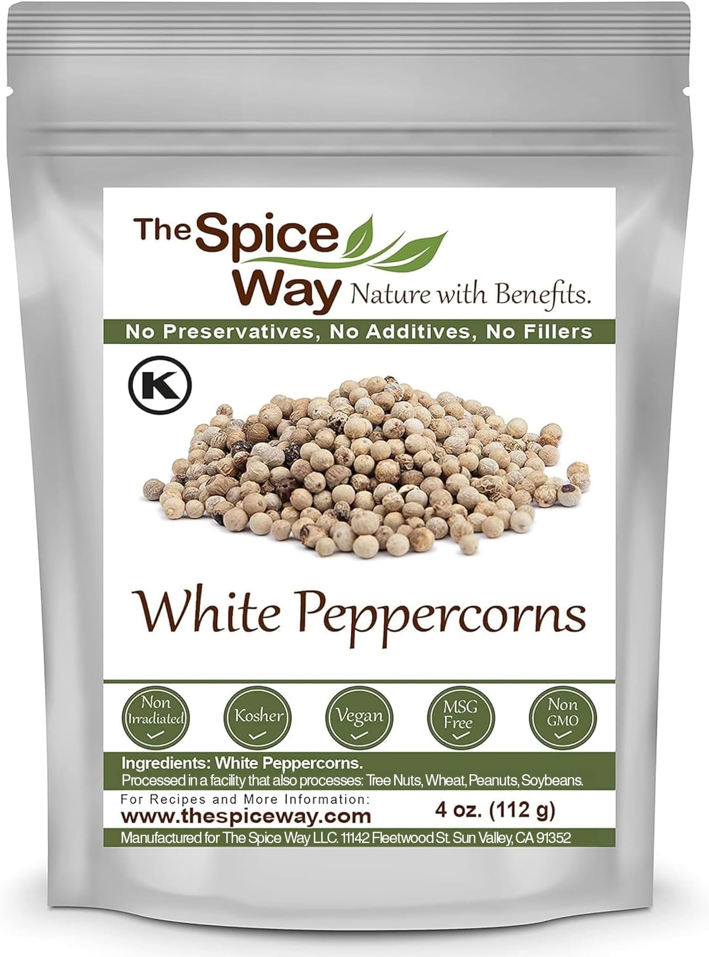 The Spice Way White Peppercorns - 4 oz
