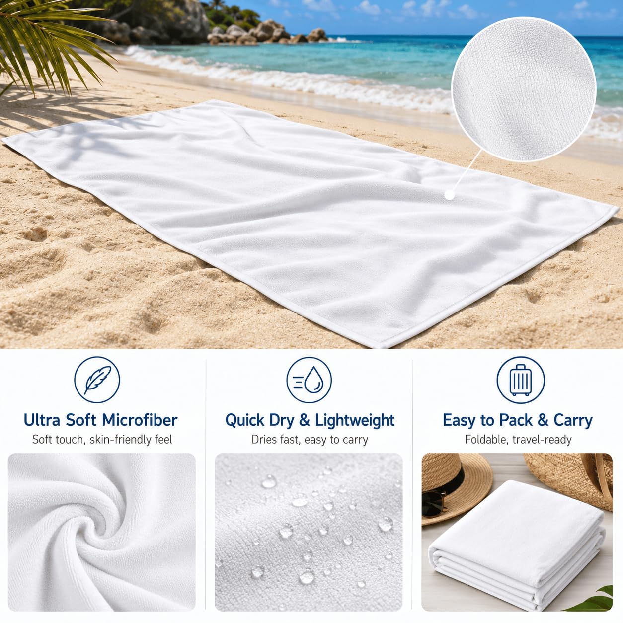 Telo Mare Microfibra Corallo Asciugatura Rapida | Asciugamano da Spiaggia Costa Estiva, 145x200 cm, Assorbente, Accessori Mare, per Palestra Viaggio