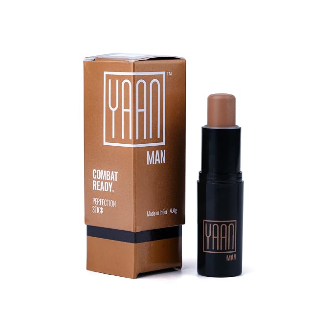 YAAN MAN Natural Concealer For Men for Normal Skin(Dark Shade), 4.4g|Erase Dark Circles, Scars, Pigmentation| Perfection Stick For Perfect Skin, Medium Coverage|With Shea Butter and Vitamin E