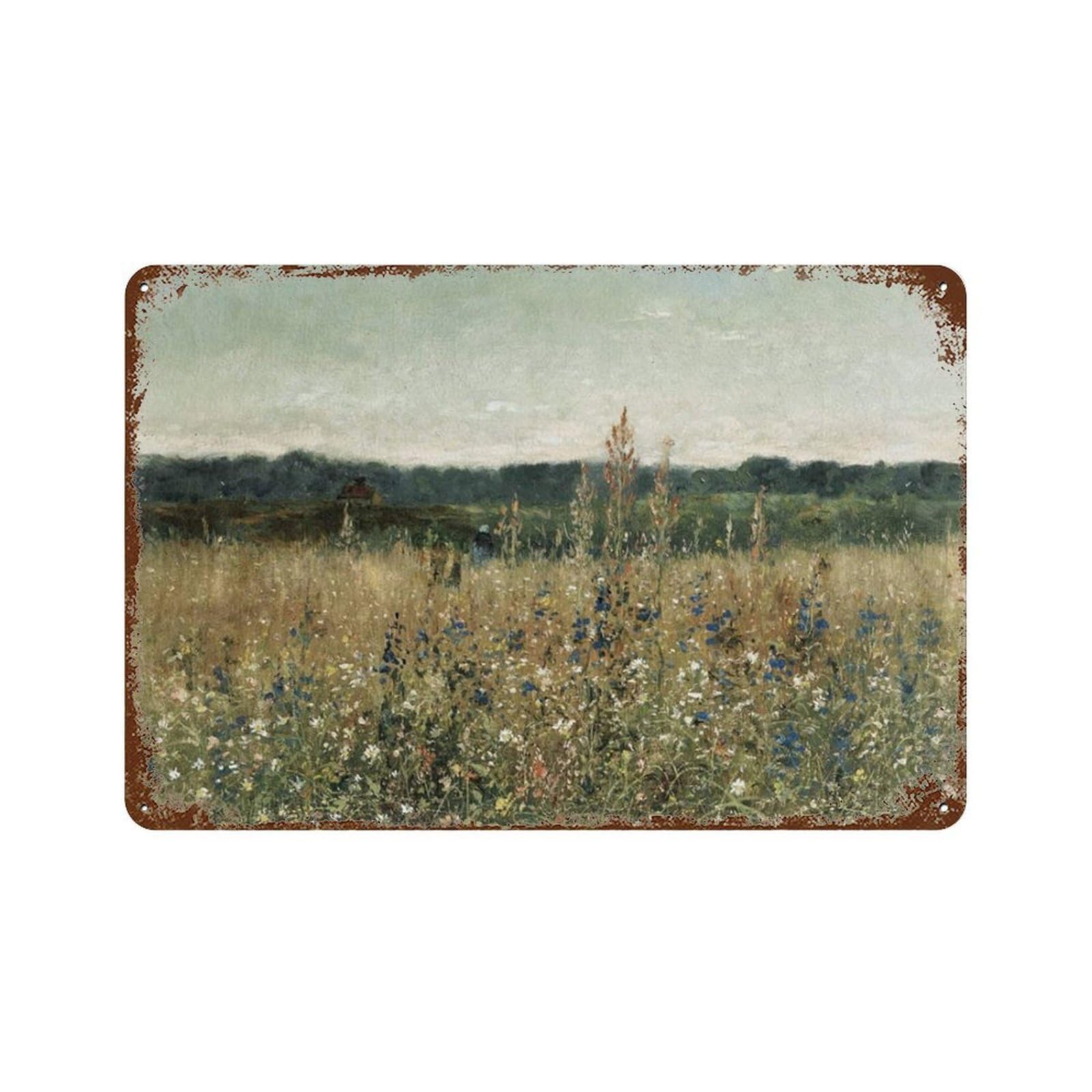 xiaoxiaoshen Wildflower Field Landscape Vintage Painting, ， Country Autumn Wall Decor Art Metal Tin Poster Modern Home Decor Art Home Bar Shop Decorations Vintage Sign 20x30cm