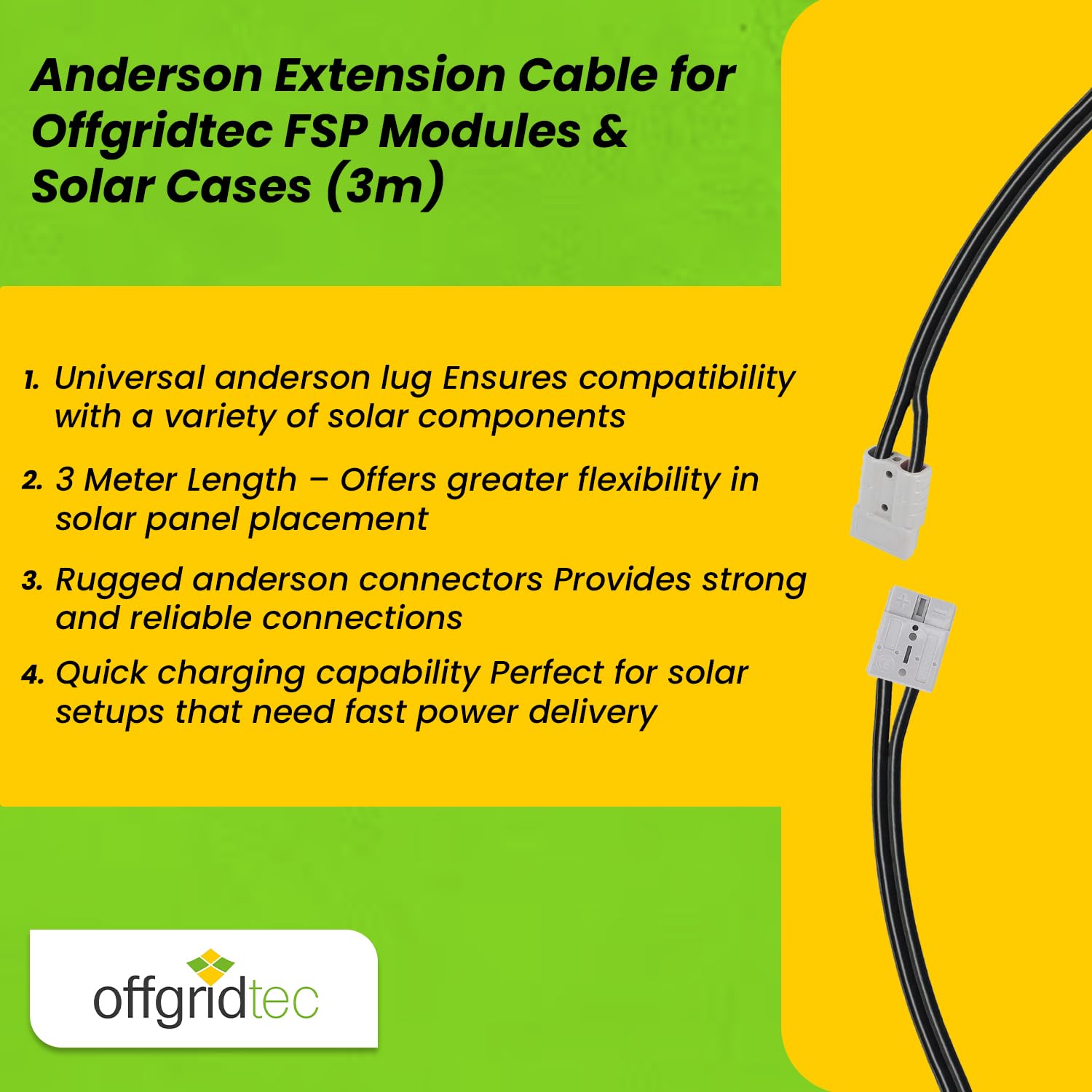 Offgridtec® Anderson przedłużacz 3 m do modułów Offgridtec FSP i walizki solarnej