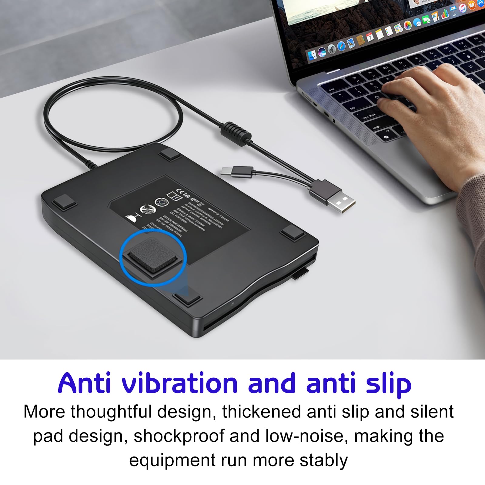 GBKDQQ Unidad de disquete externa USB portátil FDD 1,44 MB 3,5 pulgadas: Slimline Floppy Disk Drive Lector de tarjetas externas Accesorios de ordenador Extraíble Externo Compatible con PC y MAC, Plug