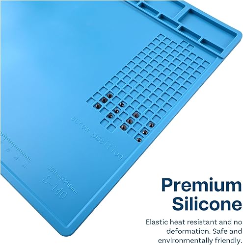 Vista 5 de MMOBIEL Alfombrilla de Soldadura y Reparación de Silicona – Resistente al Calor hasta 932°F (500°C) – Mesa de Trabajo Magnética Antideslizante