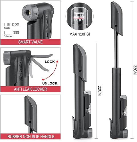 Miniatura 4 de Kit de herramientas de reparación de bicicletas con bomba de bicicleta y bolsa de sillín - Kits de herramientas de bicicleta para reparación y