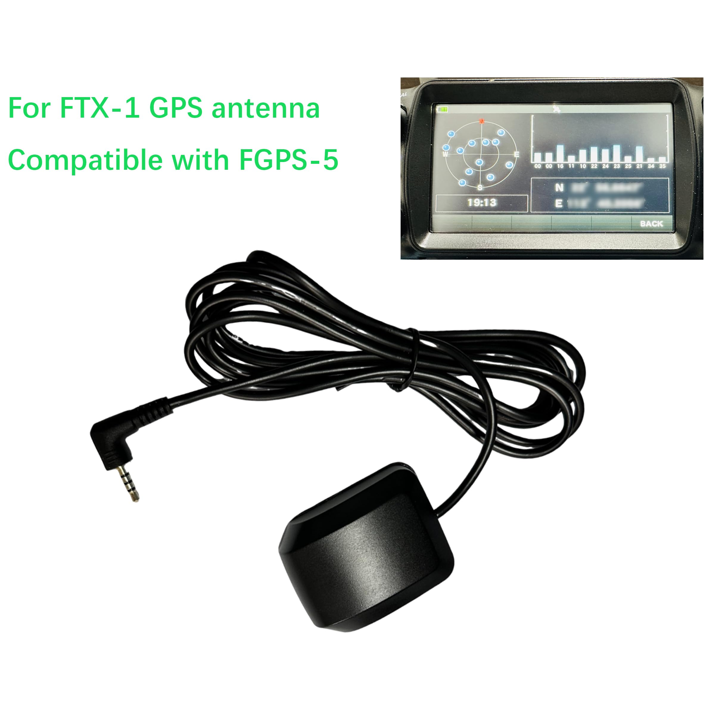 Antena GPS externa para FTX-1F, color negro, compatible con FGPS-5, cable de 6.5 pies, receptor de navegación externo